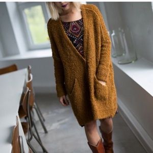 Rare Free People Boucle Slouch Cardigan In Gold S